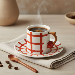 Coffee Cup and Saucer Set - 6 Pcs